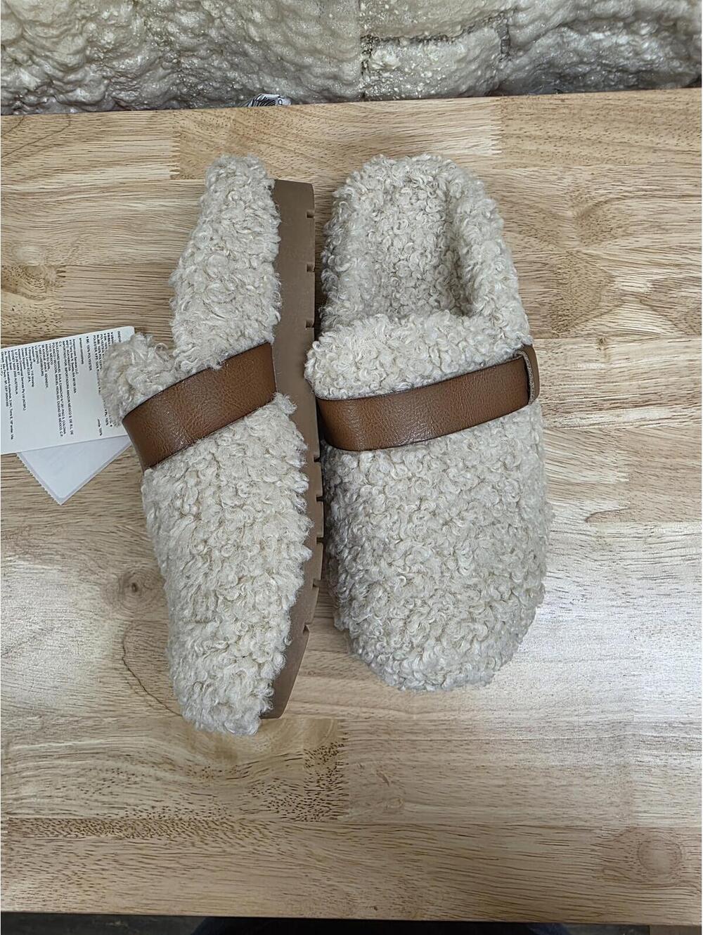 Amazon Essentials Backless Shearling Memory Foam Mule Ivory Tan Women’s 7.5 - Picture 5 of 10